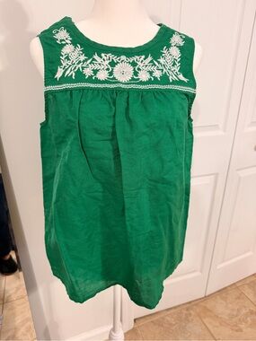 J. Crew Emerald Green Linen-Blend Top